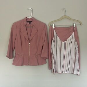 White House Black Market skirt cami and jacket set size 2 Blush pink